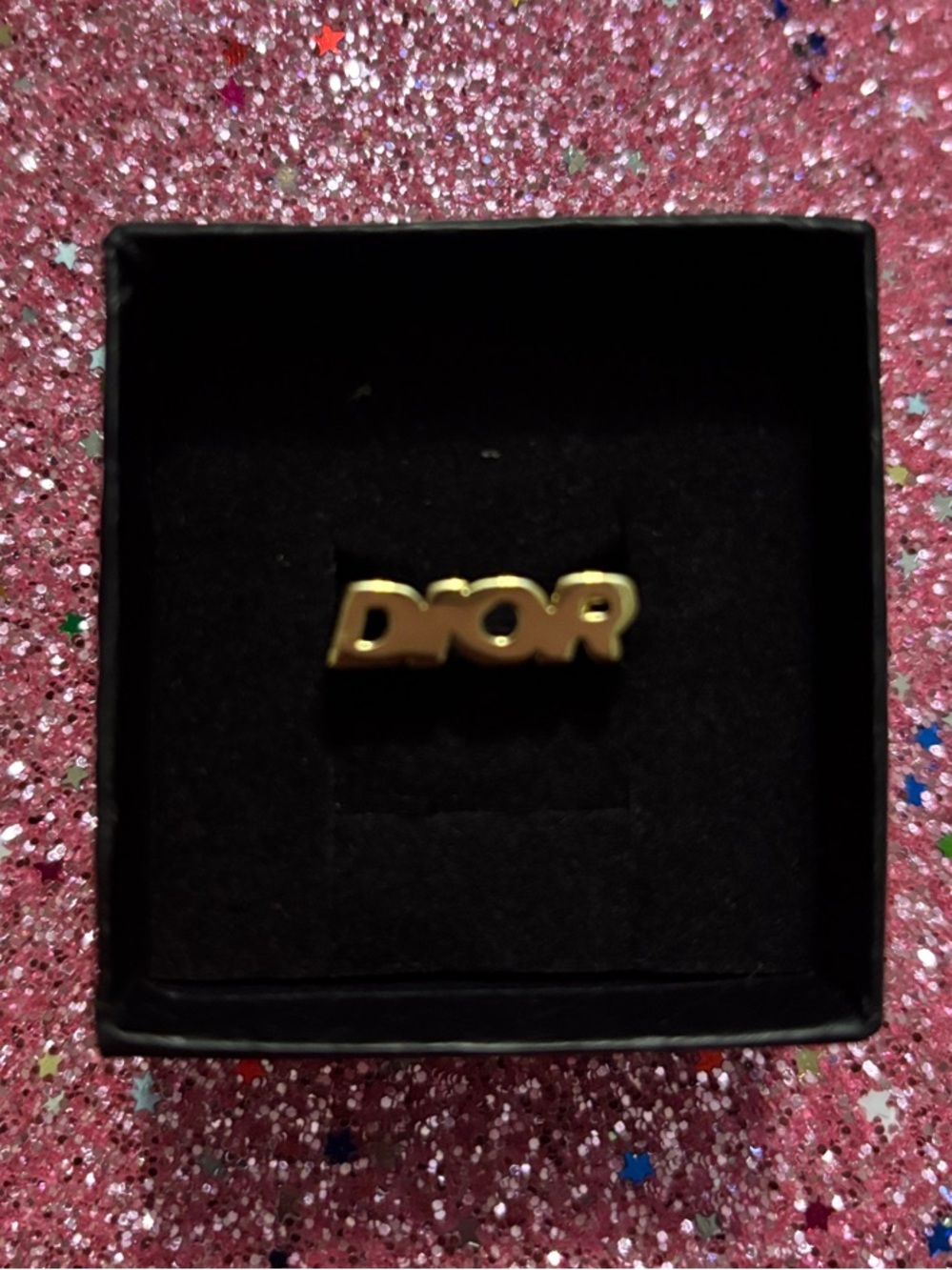 Dior Gold-tone Logo Ring on Black Box